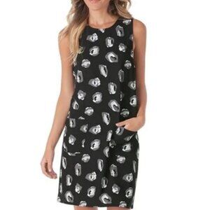 MudPie Dress Women’s Small Black Leopard Macy Shift Sleeveless Pockets NWT